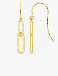 Boucles d'oreilles crochet rectangles arrondis or jaune 375‰ SO OR