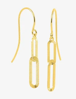 Boucles d'oreilles crochet rectangles arrondis or jaune 375‰ SO OR