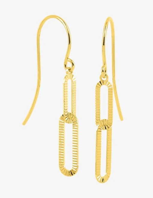 Boucles d'oreilles crochet rectangles arrondis or jaune 375‰ SO OR