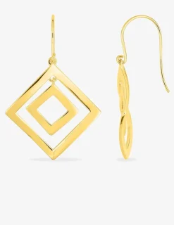 Boucles d'oreilles crochet double losange plaqué or SO OR