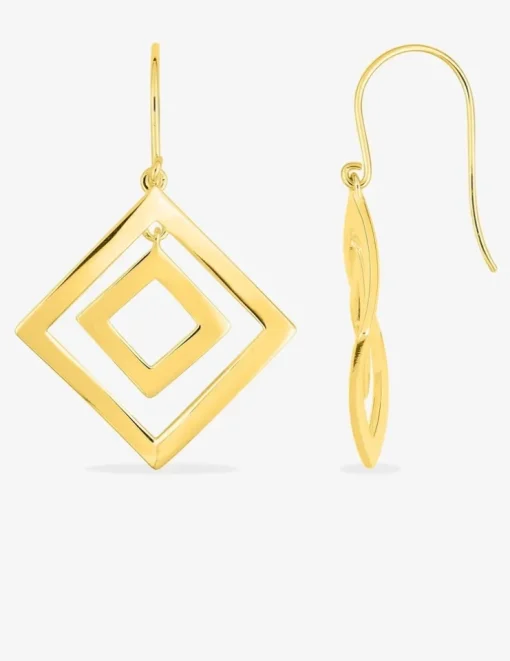 Boucles d'oreilles crochet double losange plaqué or SO OR