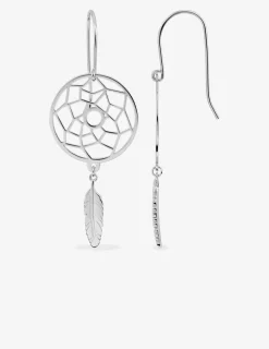 Boucles d'oreilles crochet attrape-rêve argent 925‰ rhodié SO OR