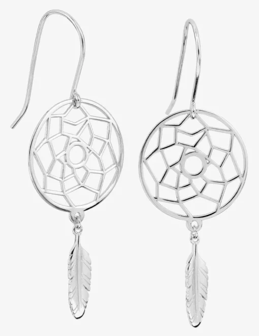 Boucles d'oreilles crochet attrape-rêve argent 925‰ rhodié SO OR