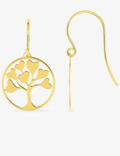 Boucles d'oreilles crochet arbre de vie cœurs plaqué or SO OR
