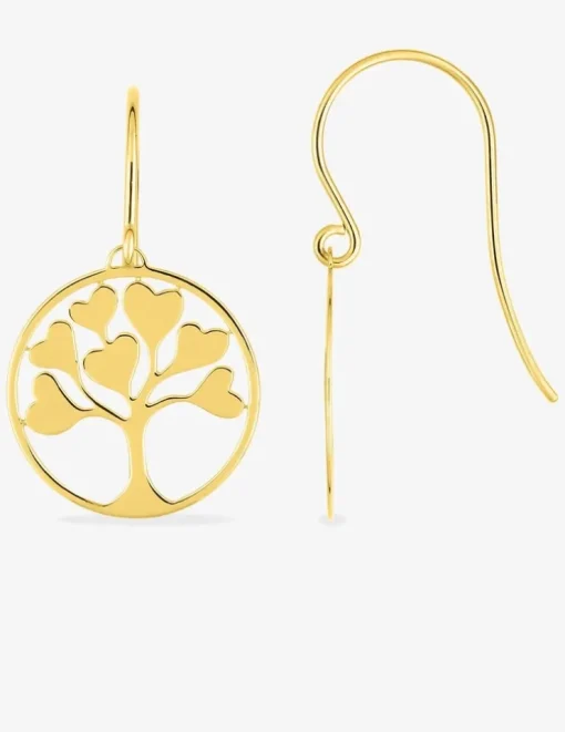 Boucles d'oreilles crochet arbre de vie cœurs plaqué or SO OR
