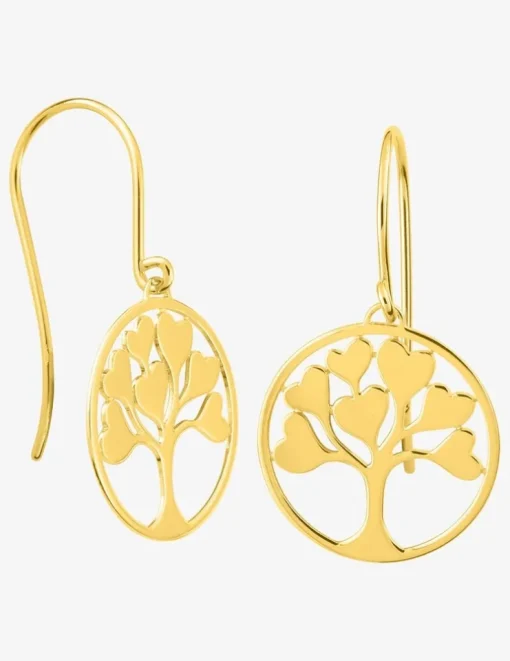 Boucles d'oreilles crochet arbre de vie cœurs plaqué or SO OR