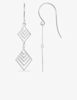 Boucles d'oreilles crochet losanges ajourés argent 925‰ rhodié SO OR