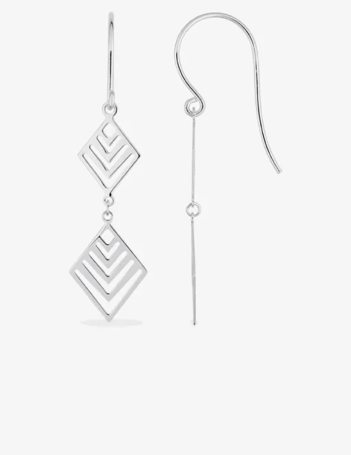 Boucles d'oreilles crochet losanges ajourés argent 925‰ rhodié SO OR