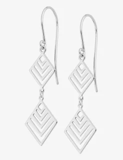 Boucles d'oreilles crochet losanges ajourés argent 925‰ rhodié SO OR