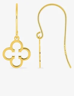 Boucles d'oreilles crochets or jaune 375 ‰ motif fleur SO OR