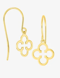 Boucles d'oreilles crochets or jaune 375 ‰ motif fleur SO OR