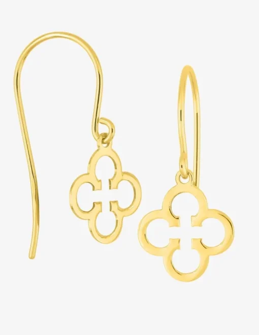 Boucles d'oreilles crochets or jaune 375 ‰ motif fleur SO OR