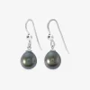 Boucles d'oreilles crochet argent 925‰ rhodié et perle de culture d'eau douce noire 8 mm SO OR