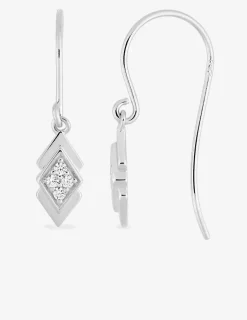 Boucles d'oreilles crochet double losange argent 925‰ rhodié et oxydes de zirconium SO OR