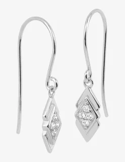 Boucles d'oreilles crochet double losange argent 925‰ rhodié et oxydes de zirconium SO OR