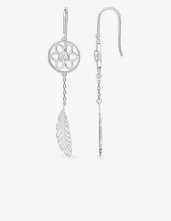 Boucles d'oreilles crochet attrape-rêve argent 925‰ rhodié et oxyde de zirconium SO OR