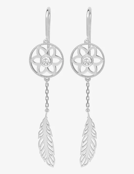 Boucles d'oreilles crochet attrape-rêve argent 925‰ rhodié et oxyde de zirconium SO OR