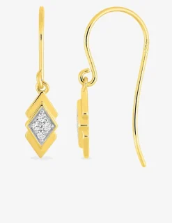 Boucles d'oreilles crochet en plaqué or, oxydes de zirconium et rhodium SO OR
