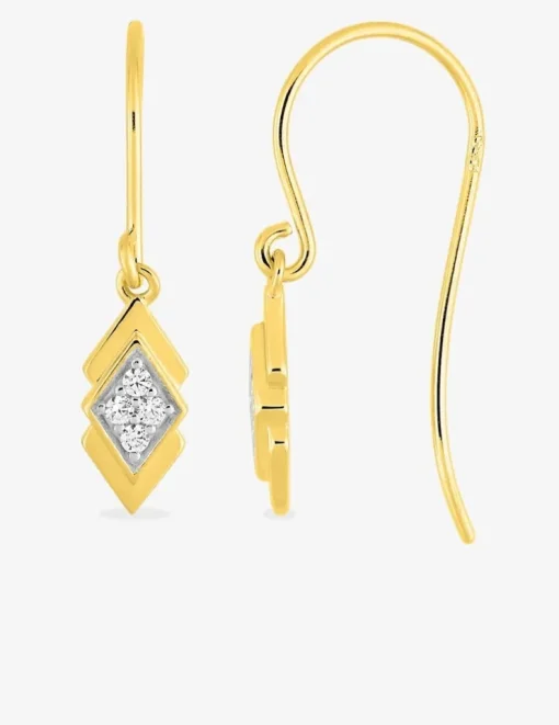 Boucles d'oreilles crochet en plaqué or, oxydes de zirconium et rhodium SO OR