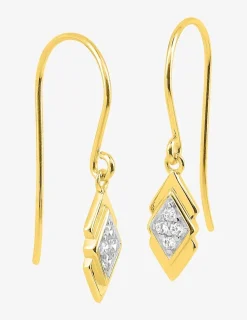 Boucles d'oreilles crochet en plaqué or, oxydes de zirconium et rhodium SO OR