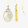 Boucles d'oreilles crochet nacrées en plaqué or, oxydes de zirconium et rhodium SO OR