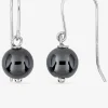 Boucles d'oreilles crochet en argent 925 ‰ rhodié et hématite SO OR