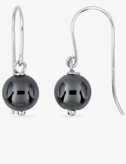 Boucles d'oreilles crochet en argent 925 ‰ rhodié et hématite SO OR
