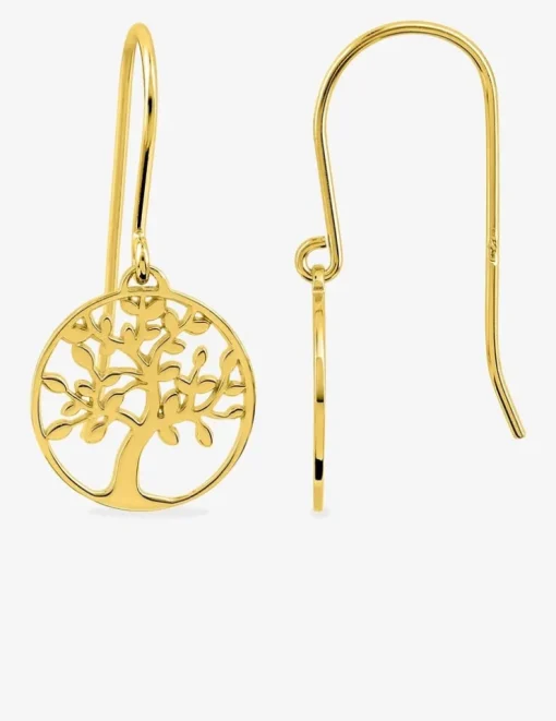 Boucles d'oreilles crochet arbre de vie plaqué or SO OR