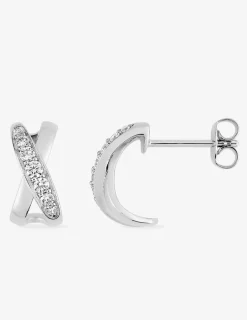 Boucles d'oreilles croisées argent rhodié 925‰ avec oxyde de zirconium SO OR