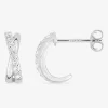 Boucles d'oreilles croisées argent rhodié 925‰ avec oxyde de zirconium 12 mm SO OR