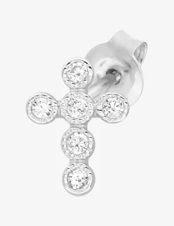Boucles d'oreilles croix argent rhodié 925‰ avec oxyde de zirconium SO OR