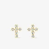 Boucles d'oreilles croix or jaune 750 ‰ et oxyde de zirconium SO OR