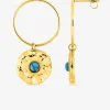 Boucles d'oreilles créole acier doré, turquoise bleue SO OR