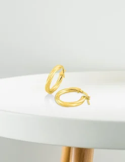 Boucles d'oreilles créoles torsadées ovales en or jaune 375 ‰ SO OR