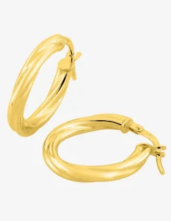 Boucles d'oreilles créoles torsadées ovales en or jaune 375 ‰ SO OR