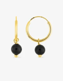 Boucles d'oreilles créoles à motifs perles amovibles or jaune 375‰ SO OR