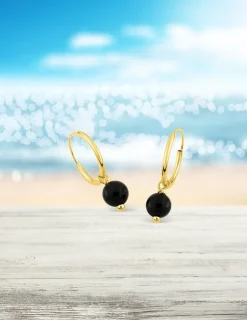Boucles d'oreilles créoles à motifs perles amovibles or jaune 375‰ SO OR