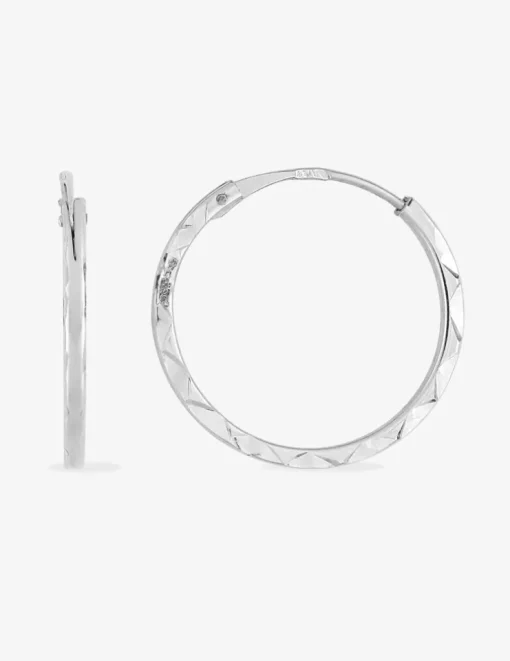 Boucles d'oreilles créoles diamantées en or blanc 375 ‰ SO OR