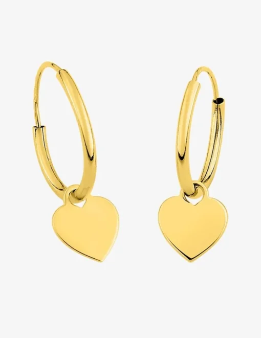 Boucles d'oreilles créoles à motifs coeur amovibles or jaune 375‰ SO OR