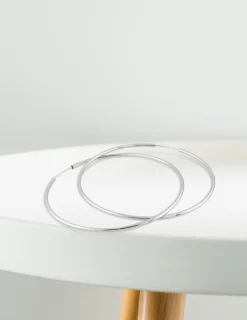 Boucles d'oreilles créoles 60 mm en or blanc 375‰ SO OR