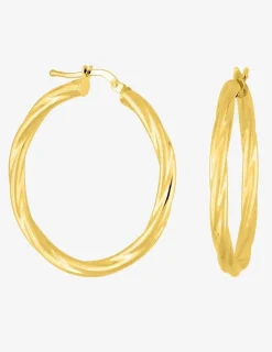Boucles d'oreilles créoles torsadées en or jaune 375 ‰ SO OR