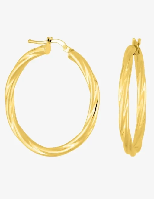 Boucles d'oreilles créoles torsadées en or jaune 375 ‰ SO OR
