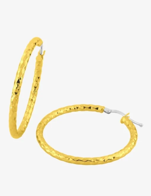 Boucles d'oreilles créoles diamantées en or jaune 375 ‰ SO OR