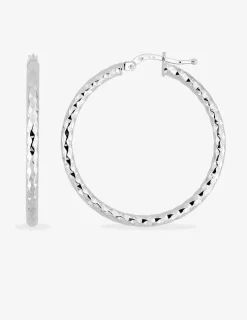 Boucles d'oreilles créoles diamantées en or blanc 375 ‰ SO OR