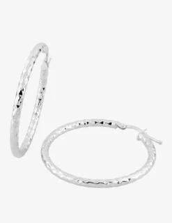 Boucles d'oreilles créoles diamantées en or blanc 375 ‰ SO OR