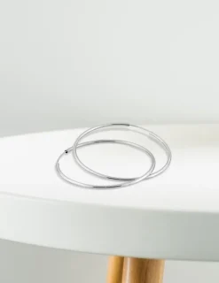 Boucles d'oreilles créoles 40 mm en or blanc 375‰ SO OR