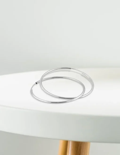 Boucles d'oreilles créoles 40 mm en or blanc 375‰ SO OR