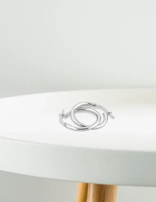 Boucles d'oreilles créoles 15 mm en or blanc 375‰ SO OR