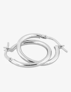 Boucles d'oreilles créoles 15 mm en or blanc 375‰ SO OR