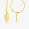 Boucles d'oreilles créoles et motif feuille en plaqué or SO OR